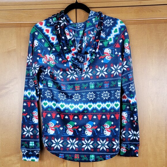 Cozy No Boundaries Soft Navy Blue Snowman Holiday Hoodie - M (7-9) - Picture 3 of 6